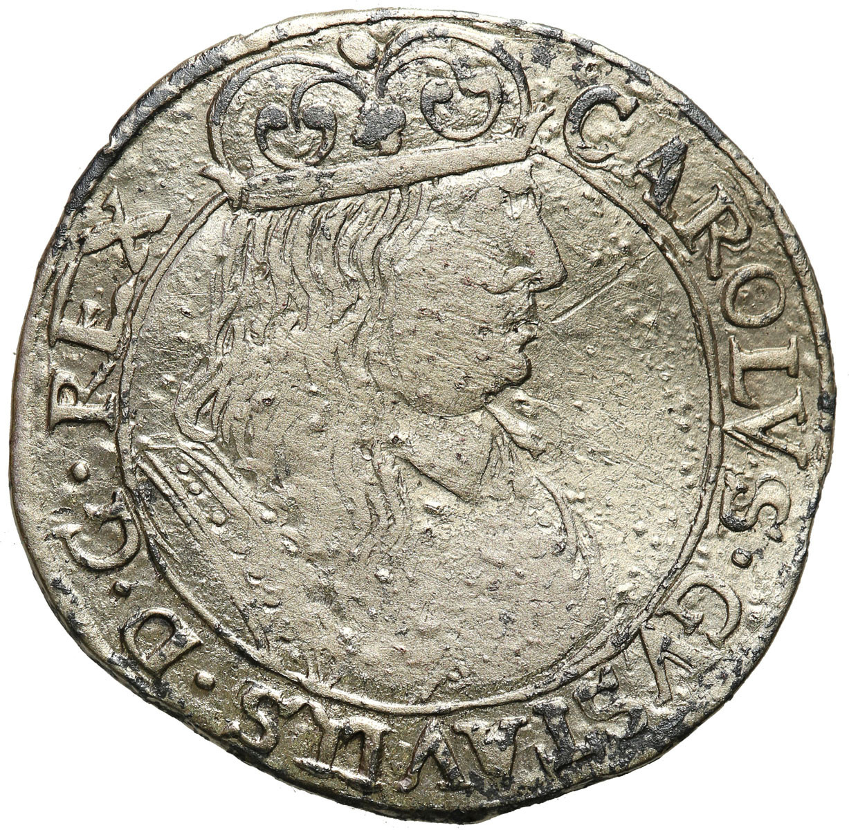 Jan II Kazimierz. Karol X Gustaw. Szóstak (6 groszy) 1659 Elbląg okupacja szwedzka - RZADKOŚĆ R3
